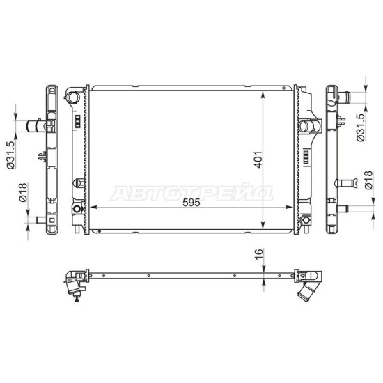 Радиатор Toyota Corolla (E180) 12-19 / Vitz 10-20 / Aqua 11- / Yaris 10-20 SAT